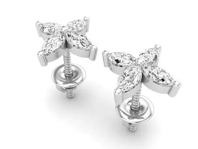 AV 669 Marquise Diamond Womens Flower Shaped Stud Earrings 3D print model