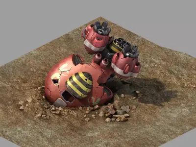 Game Iron Stitch - Damaged Spacecraft 03 3D model