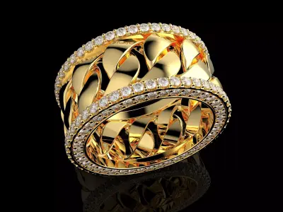Luxury Gold Diamond Ring   High Quality  3D print model