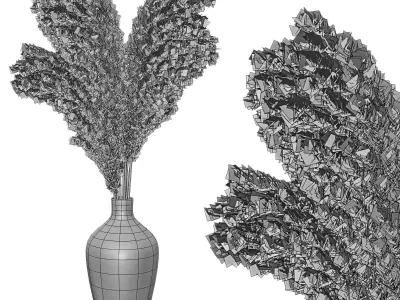 Pampas 1 vase with two dried grasses in it 3D model