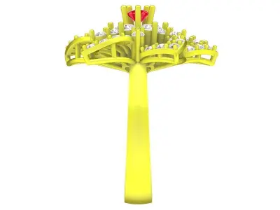 Luxury Layered Floral Gemstone Ring 3D Model  4441 3D print model