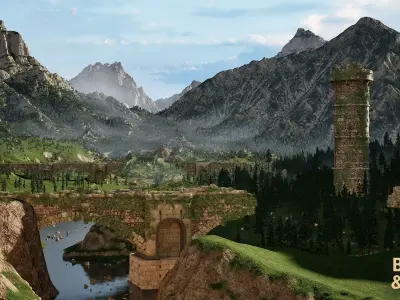 Forgotten Valley Ruins Environment Low-poly 3D model