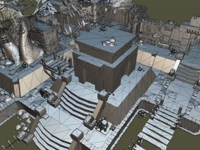 Mayan Temple Set - Low Poly Hand Painted Low-poly 3D model