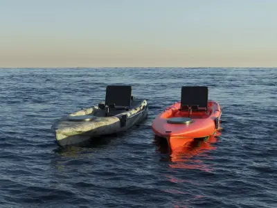 Kayak 3D model floating in ocean 3D Model Pack