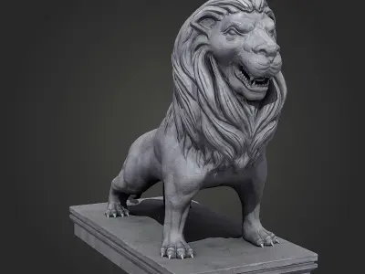 Lion Statue Low-poly 3D model