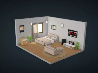 3D Isometric Room 3D model