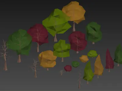Low poly trees Pack Free low-poly 3D model