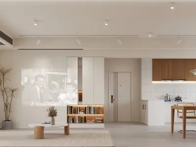 modern living room dining room interior scenes 48 3D model