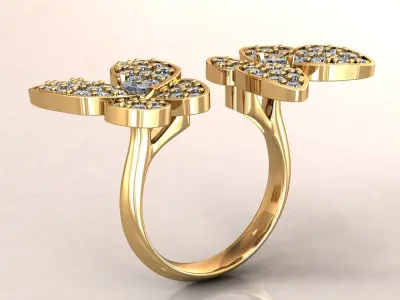 Two Butterfly Between Finger Ring VCA 3D print model