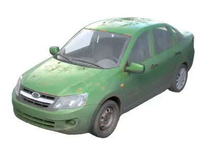 set of Retro sedan car  with interior  in 9 color variants az9 Low-poly 3D model