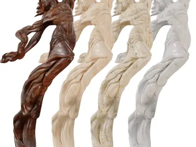 Floating Female Figure Sculpture Low-poly 3D model