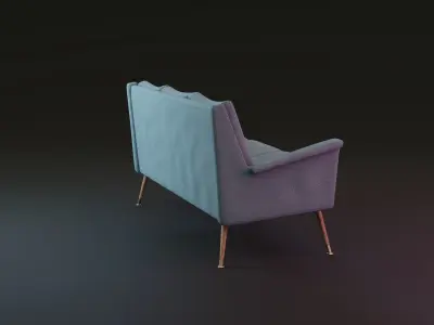 Mid-Century Sofa Low-poly 3D model