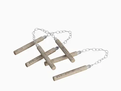 Wooden Nunchaku 01 3D model