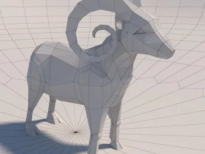 Game Ready Low-Poly Goat polygonal sheep Low-poly 3D model