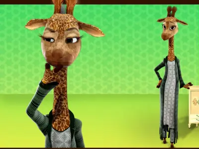 Cartoon Giraffe Rigged 3D model
