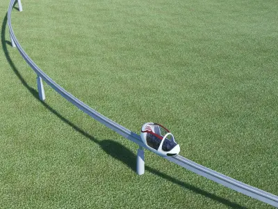 Monoriel futuristic train on track 3D model