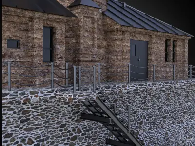 Lighthouse with building architecture and engineering structure Low-poly 3D model