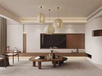 japanese living room dining room interior scenes 01 3D model