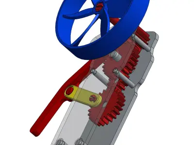 Hand Crank Gear Fan - Mechanical Kinetic Desk Toy 3D Print Model 3D print model
