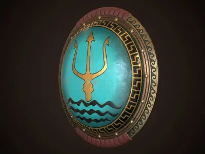 Hoplite Shield Trident Low-poly 3D model