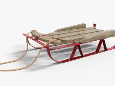 Sled For Christmas Low-poly 3D model