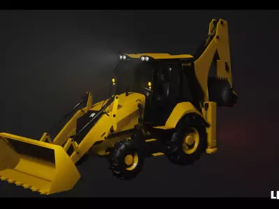 Driveable Animated Excavator Dozer with Material Variations Low-poly 3D model