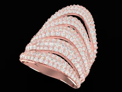 Luxury Multi Layer Pave Diamond Ring 3D Model 3489 3D print model