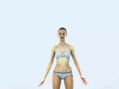 Beauty A Beach Animated Rigged Sports Woman Low-poly 3D model