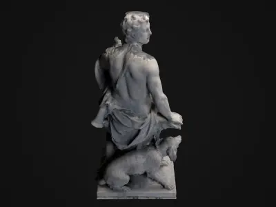 Chasseur Statue Low-poly 3D model