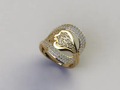 STL 3DM Women Ring Womens Ring Diamonds With Stone Model 3D print model