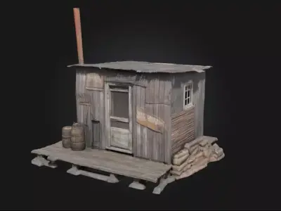 Rustic Shack  Weathered Shelter of Simplicity and Survival 3D model