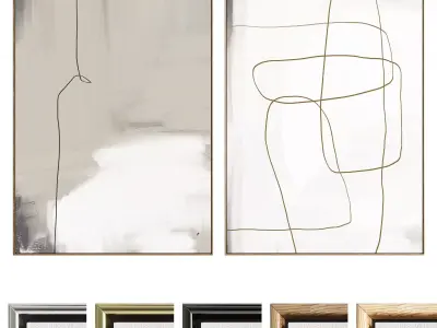 Plaster Two Photo Frame 503 Low-poly 3D model