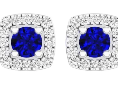 AV 293 Round Diamond Ladies Halo Style Stud Earring 3D print model