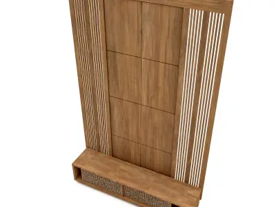 modern tv unit and wall decor Low-poly 3D model