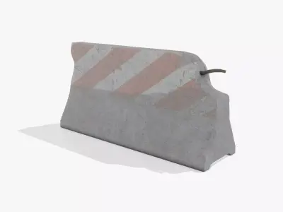 Concrete Road Barrier Destroyed 3D model
