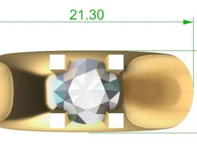One gem woman ring Anillo mujer de una gema  3D print model