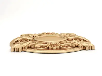 Rosette 1 gold ornate medallion 3D model