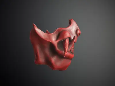 Traditional Japanese Samurai Demon Oni Mask Low-poly 3D model