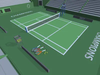 Hyper Casual Tennis Court Low-poly 3D model