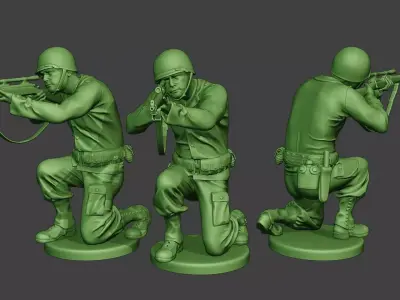 American soldier ww2 Shoot Crouch4 A12 3D print model