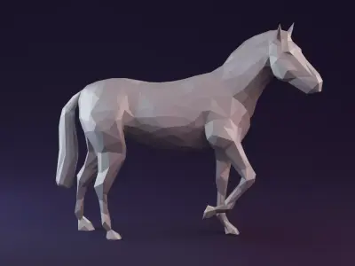 Low poly horse polygonal Low-poly 3D model