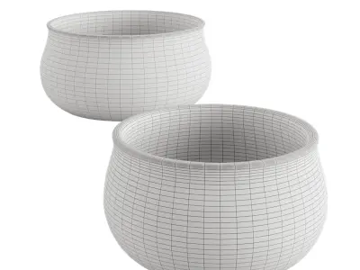 White Ribbed Vase 3D model