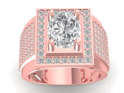 Luxury Square Cluster Diamond Men Ring Design  2757 3D print model