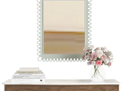 wooden dresser with four drawers 3D model