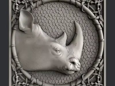 3d STL models for CNC rhinoceros 3D model