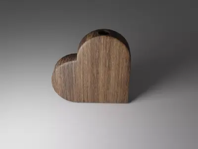 Wooden Heart Vase Low-poly 3D model