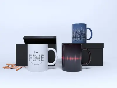 Cup in crepe clipping paper in box 3D model