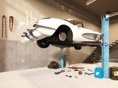 car repair shop Low-poly 3D model