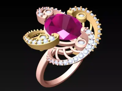 Oval Stone Ring - Womens Rings - GN107 3D print model