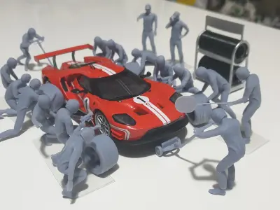 STLs of Formula 1 Pit Crew for slot car 132 3D print model